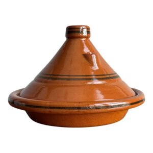 Hand-Painted Moroccan Clay Tagine – Black Stripe Design 25 CM