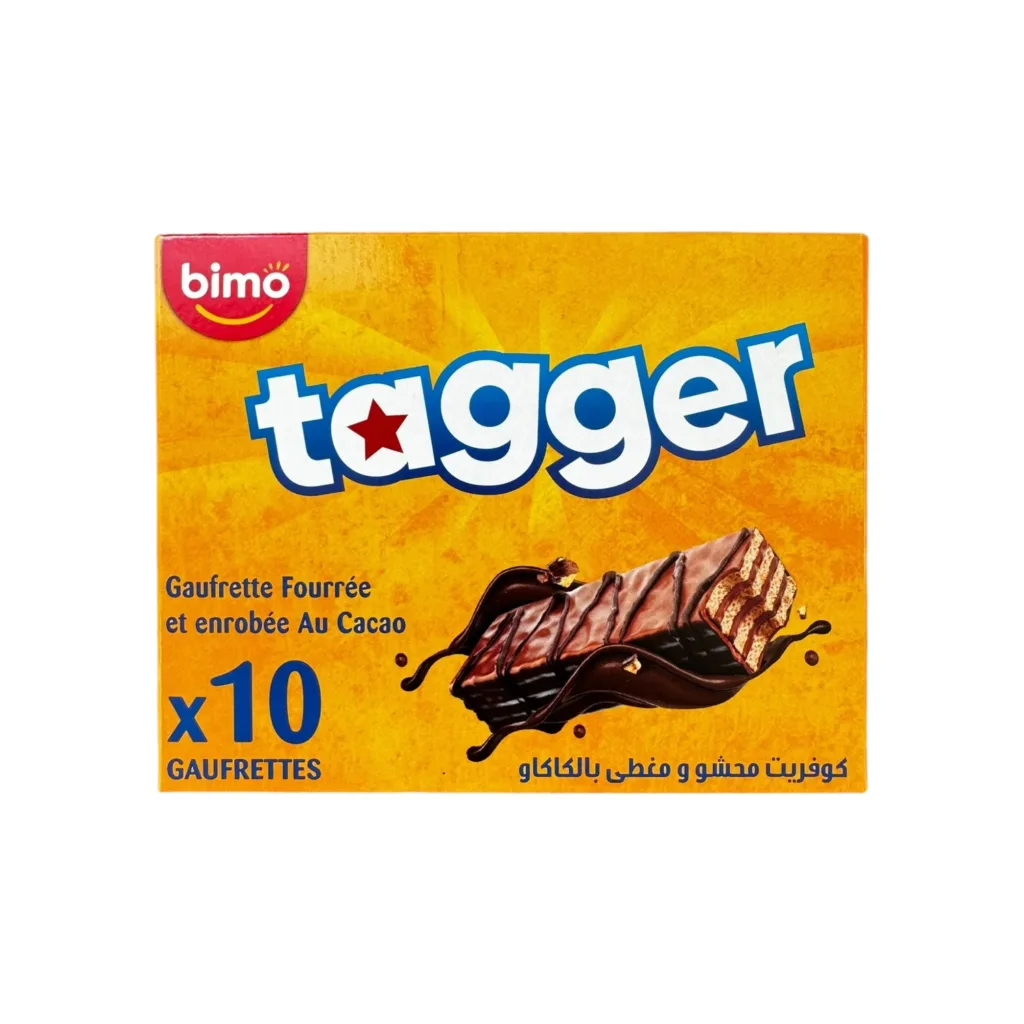 Bimo Tagger Chocolate Coated Wafer Bars (Gaufrette Fourrée) – 10 Pack