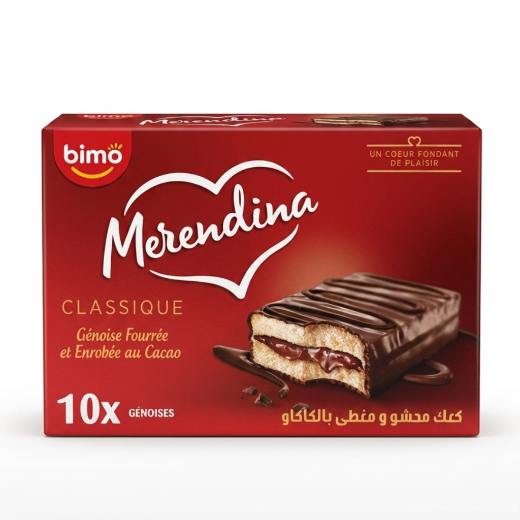 Bimo Merendina Classique Chocolate Filled Cakes — Génoise Fourrée (10 Pack)