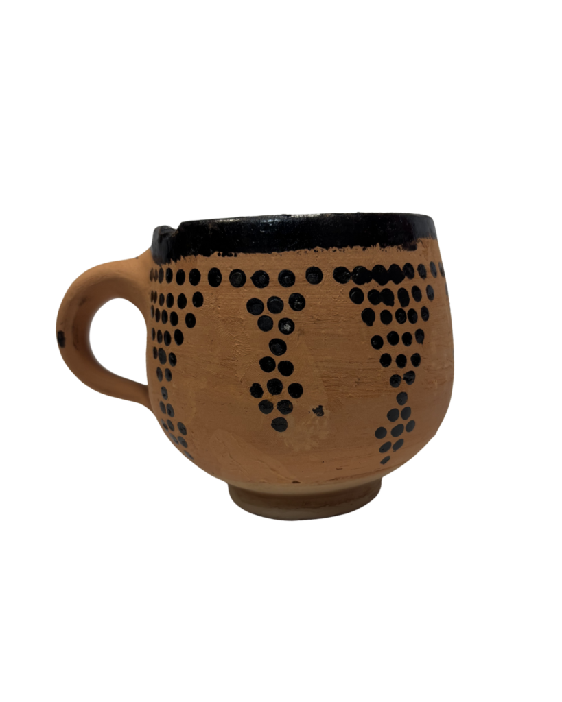 Moroccan Handmade Clay Mug – Black Pattern Terracotta Cup
