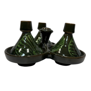 Moroccan Mini Tajine Serving Set – Green Ceramic (3 Pieces)