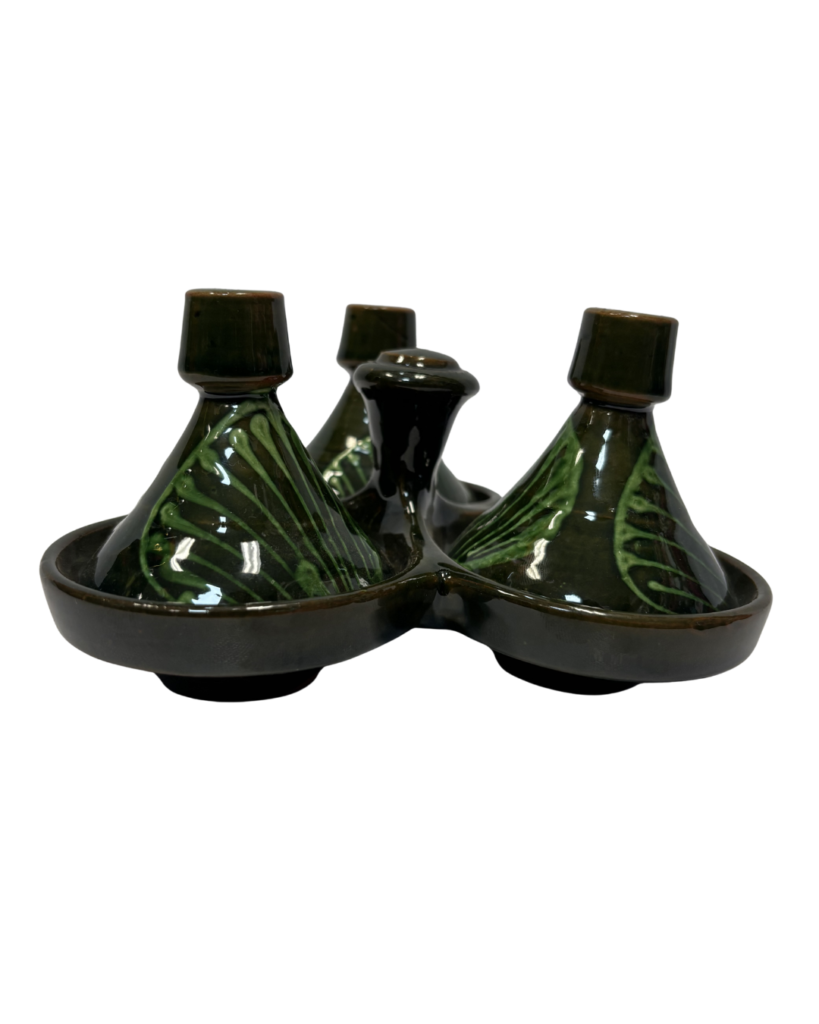 Moroccan Mini Tajine Serving Set – Green Ceramic (3 Pieces)
