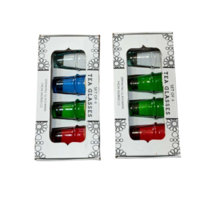 Moroccan Tea Glass Set (Multicolor Assorted Designs) – 2 Sets (8 Pieces)