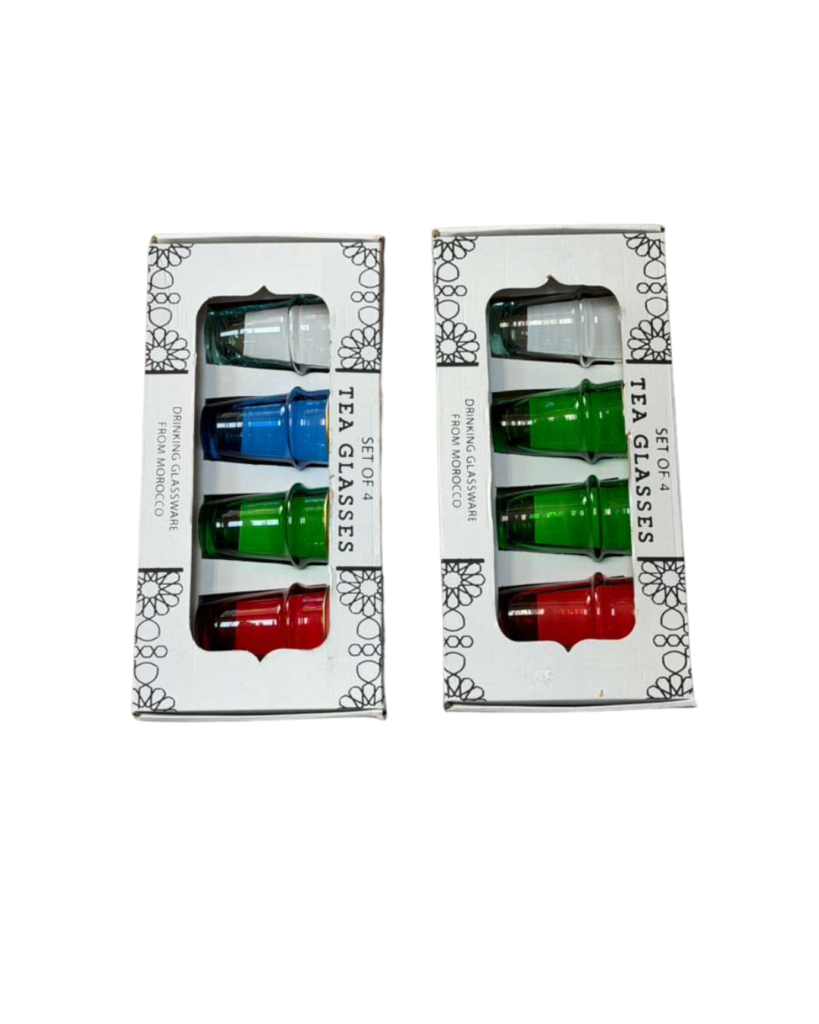 Moroccan Tea Glass Set (Multicolor Assorted Designs) – 2 Sets (8 Pieces)