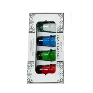 Moroccan Traditional Tea Glass Set – Color Mix (4 Pieces)