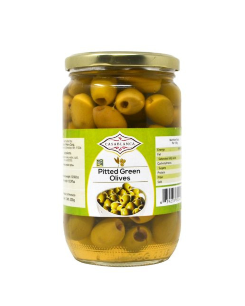 Pitted Green Olives (GLASS) – Moroccan Olives 300g